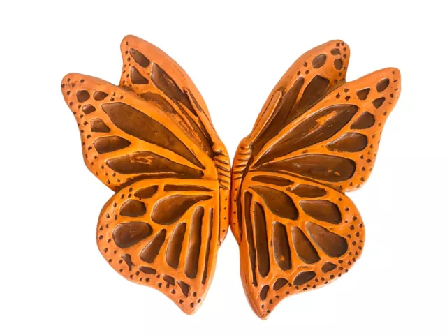 Hoda Chalkware Orange Butterfly Wings Vintage Wall Decor Boho 1970s