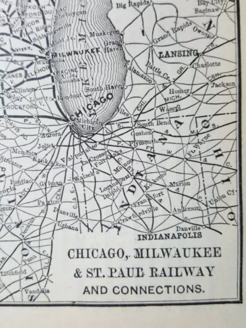 Original 1894 railroad map CHICAGO MILWAUKEE & ST PAUL RAILWAY train report