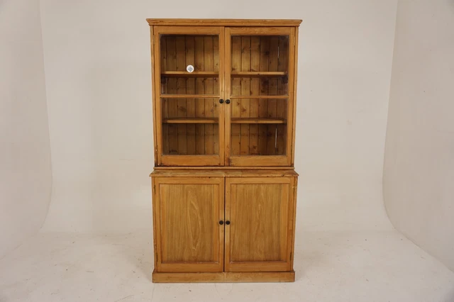 Vic. Pine Kitchen Pantry Cupboard, Farmhouse Buffet & Hutch  Scotland 1880, H738
