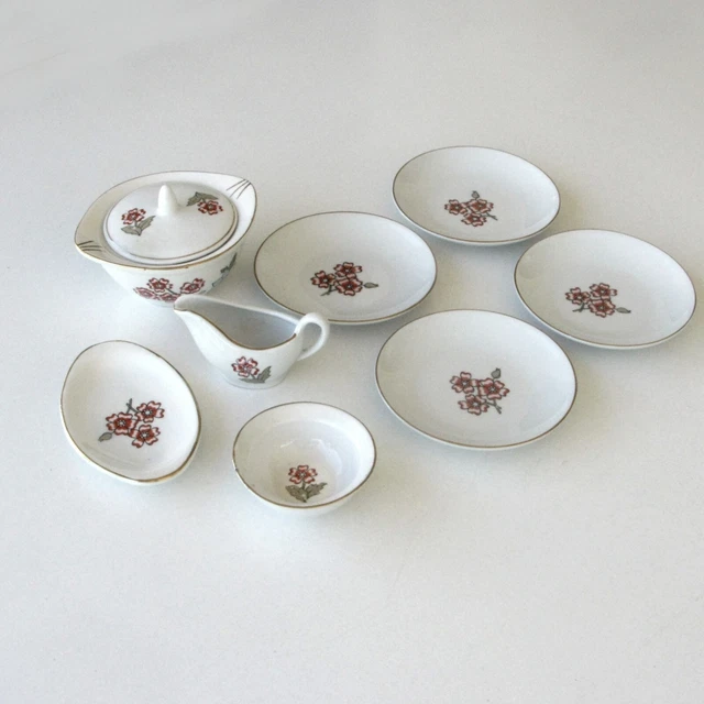 Service à Thé/café Ancien En Porcelaine JLMENAU – Motif Rose – Pour Décoration (réparations)