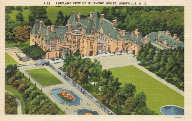 Postcard Airplane View Of Biltmore House Ashville North Carolina