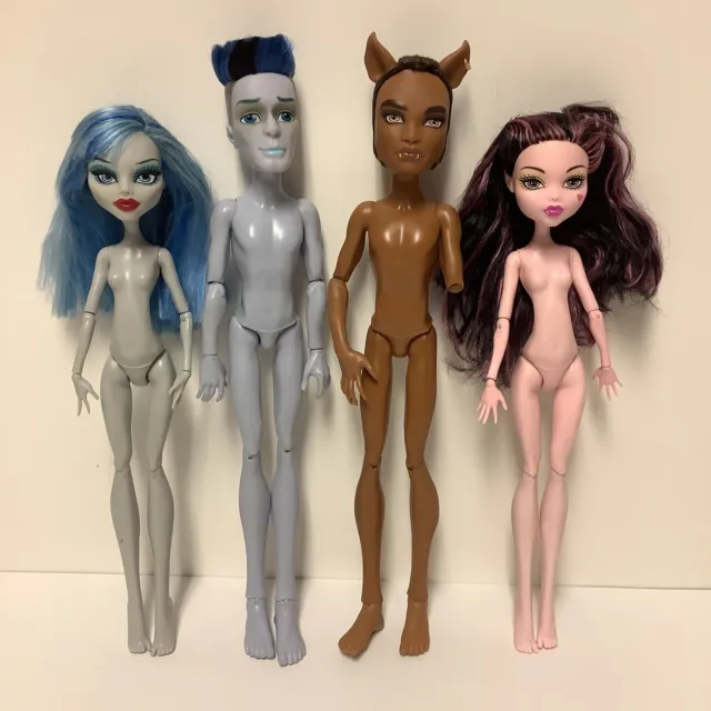 Monster High Doll Lot of 4 Nude TLC Dolls Sloman Slo Mo Draculaura Ghoulia Clawd