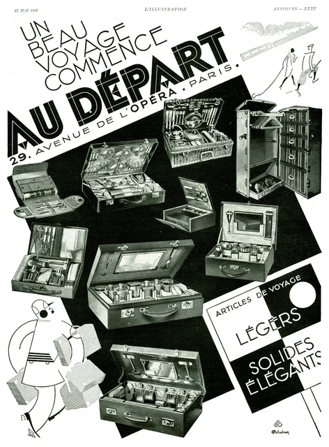 PUBLICITÉ ANCIENNE VOYAGE malette de voyage Avenue de l'Opéra 1931issue