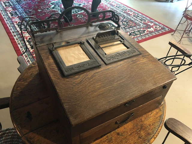 Antique Oak National Cash Register & Key & More!