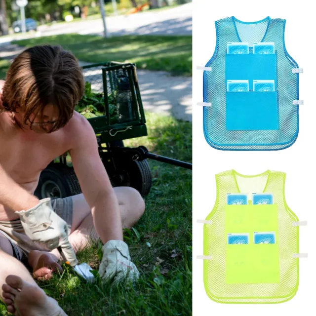 2Pcs Ice Vest Reflective Cooling Vest With 8Pcs Ice Bags Adjustable Summer Cool