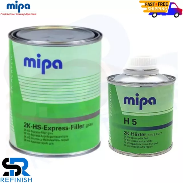 MIPA 2K Multifiller HELLGRAU Light Grey 1LT WITH H5 HARDENER 250ML -  1.25L KIT