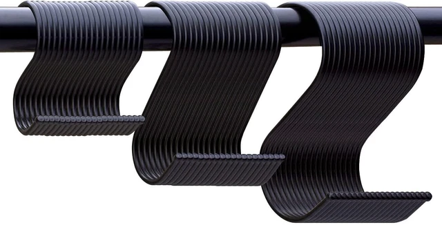 LiRiQi S Haken 60 Stück Heavy Duty Edelstahl S Form Haken Schwarz für hängende T