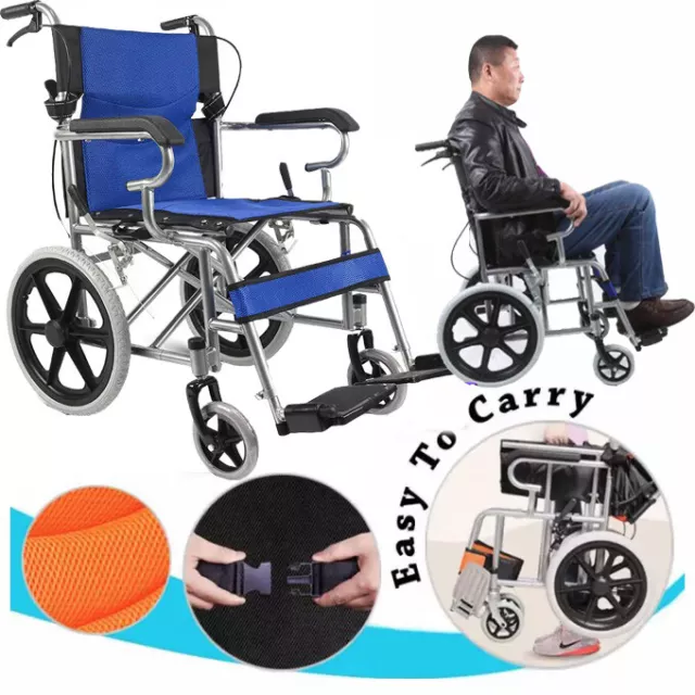 Portable Easy Folding Wheel Chair Wheelchair Lightweight Mobility Aid Portable