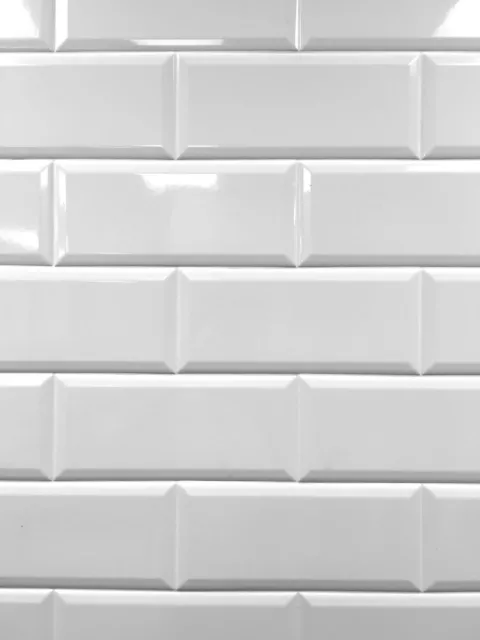 White 4x10 Beveled Shiny Ceramic Subway Tile Backsplash Wall Kitchen Bath