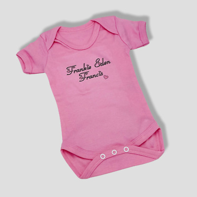 Pink baby girl PERSONALISED babygrow/bodysuit vest ANY SLOGAN baby shower gift