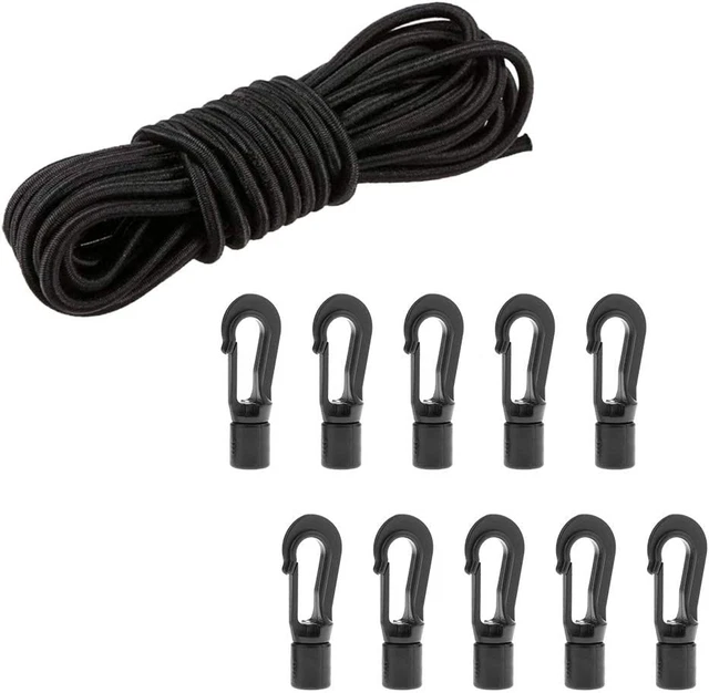 1/4" X 25' Elastic Bungee Shock Cord - Kayak Stretch String Rope with Bungee Sho
