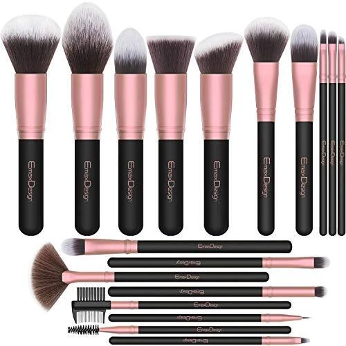 Pennelli Make Up EmaxDesign Set di 18 Pennelli per il Trucco Professionali fo...