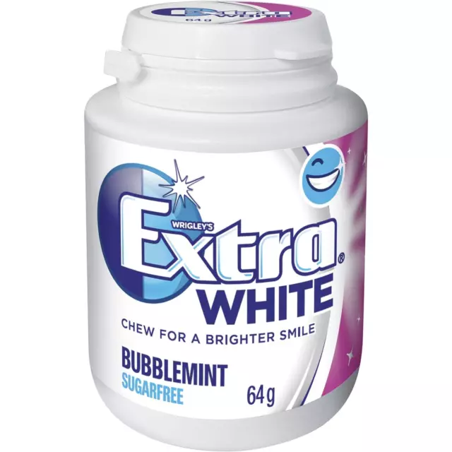 Wrigleys Extra White Chewing Gum Bubblemint 64g X 6 Bottles