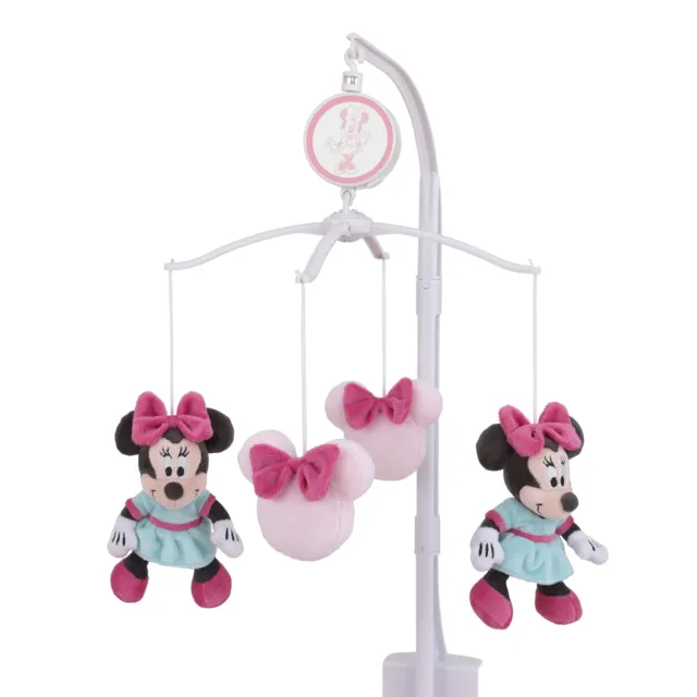 Minnie Mouse Be Happy Pink and Aqua Musical Mobile, Infant Girl Nursery