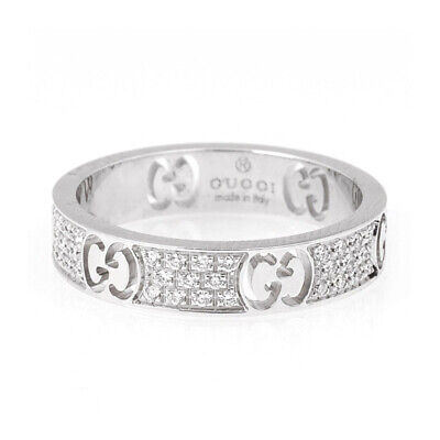 Gucci 18k White Gold Italy Icon Stardust Eternity Diamond Band Ring $2,500