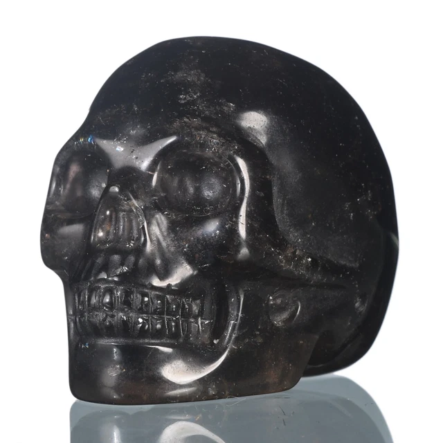 Cristal de cuarzo natural ahumado de 1,97" cristal tallado a mano calavera curación Reiki #35X59
