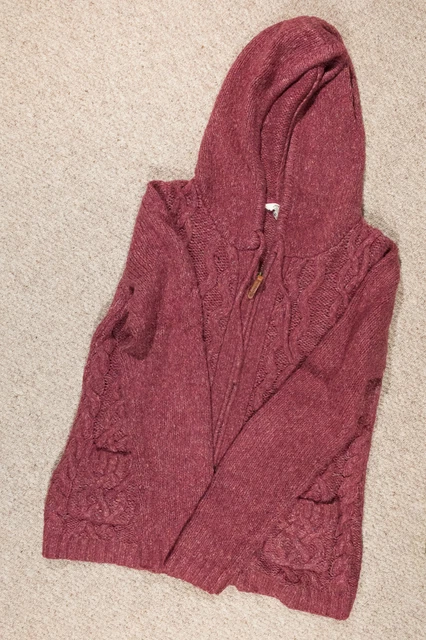FAT FACE ALICIA Hoodie Chunky Cable Knit Zip Cardigan Pockets Size
