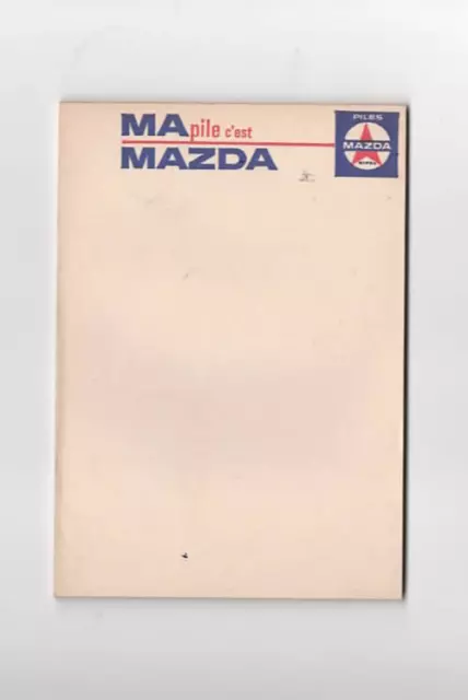 Ancien Petit Carnet Publicitaire. Publicité . Mazda Plile