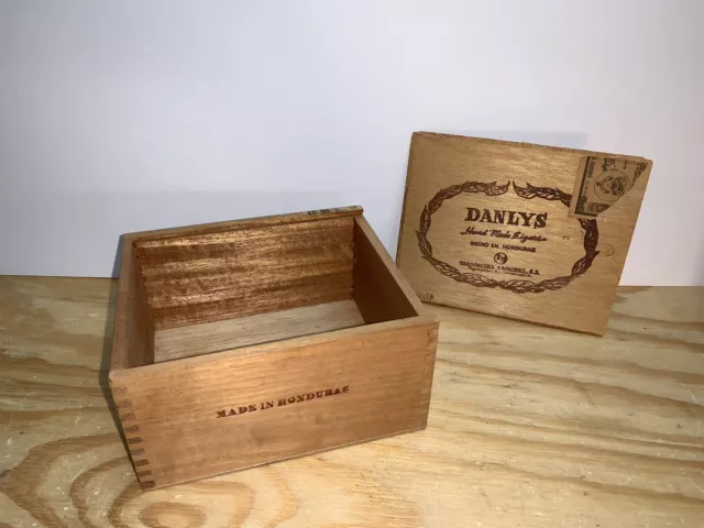 Vintage Wood Cigar Box Danlys Honduras with Slide Lid