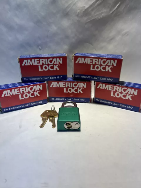 New Lot of 5 American Green Lock AA1106KAGRN Keyed Padlock Locksmiths  38846
