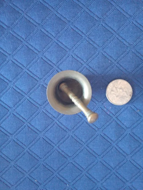 Miniature brass mortar and pestle dollhouse size apothecary