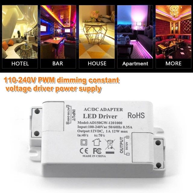 Dimmable AC TO DC 12V 12W 1A Switch Power Supply Transformer LED Driver Adapter