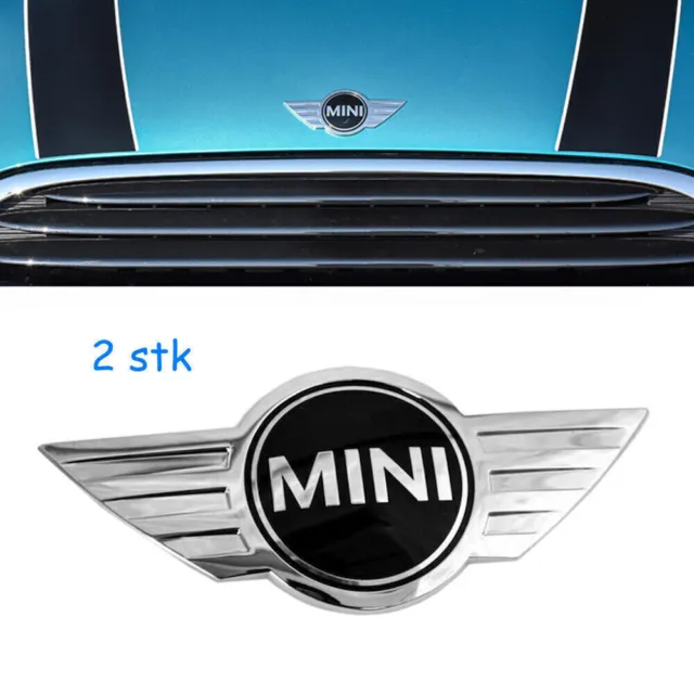 2x Für Mini Cooper Motorhaube Hinten Panel Heckklappe 3D Wings Logo Emblem NEU