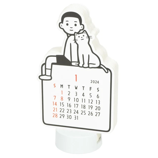 GREETING LIFE 2024 Calendar NORITAKE Die Cut Cat & Kids Desktop C1560