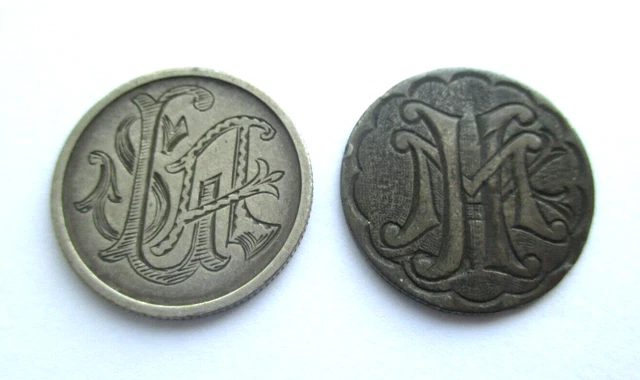 Lot Of (2) 1892 Barber Dime Love Tokens