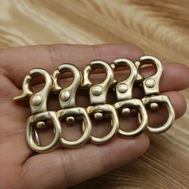 5pcs Solid Brass Snap Spring Hook Clasps Bag Wallet Trigger Hook Clip Keychains