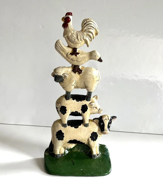 Cast iron Stacking Farm Animals Cow Pig Ewe Duck Chicken Door Stop