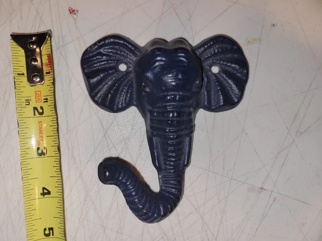 Elephant Wall Hook Cast Iron Key Coat Towel Hanger Cabin Lodge Antique Style