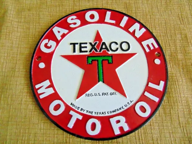 Cast Iron Texaco Sign Gas Pump Plate Motor Oil Gasoline Station Sign Plaque