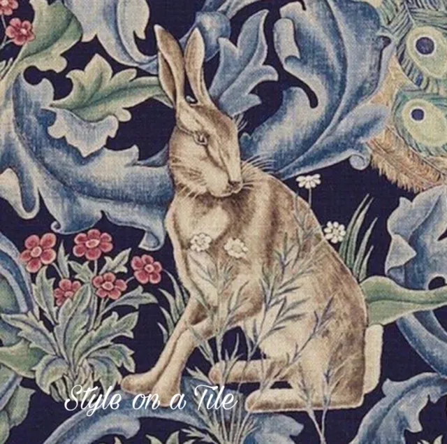 William Morris Indigo Forest Rabbit Hare 108mm/4.25” ceramic wall tile coaster