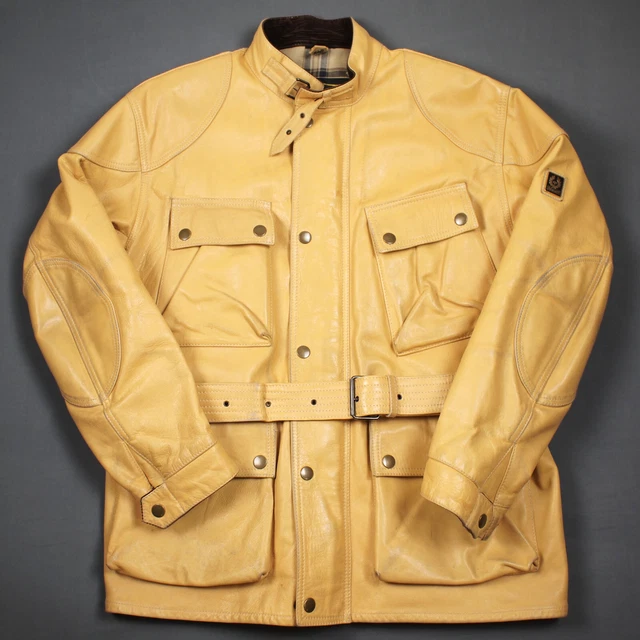 Veste En Cuir Belstaff Trialmaster Panther - Taille L - Beige - Occasion Très Bon état