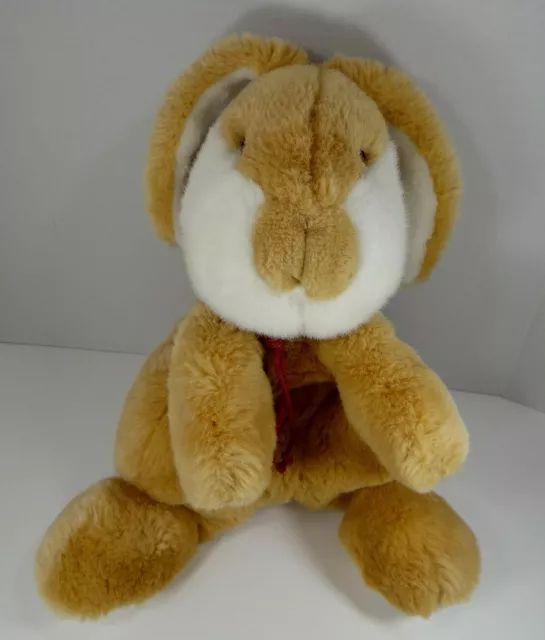 Gund Vintage Brown White Heather Bunny Rabbit Plush 12" 1982 Neck Rope Smooch