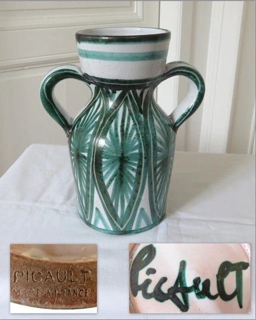 ROBERT PICAULT EN TOUTES LETTRES vase ancien céramique 50 Vallauris
