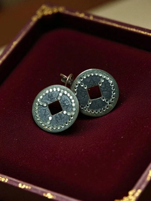 Boucles D'oreilles Fantaisie Vintage - Ancien Bijou Rétro Occasion, France, Bon état Général
