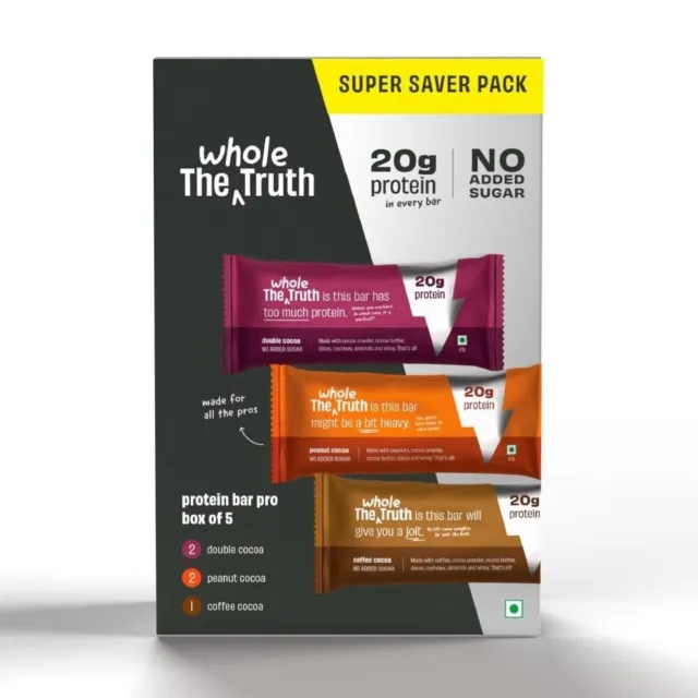 The Whole Truth High Protein All in One 20g Protein Bar Pack of 5 x 67g each