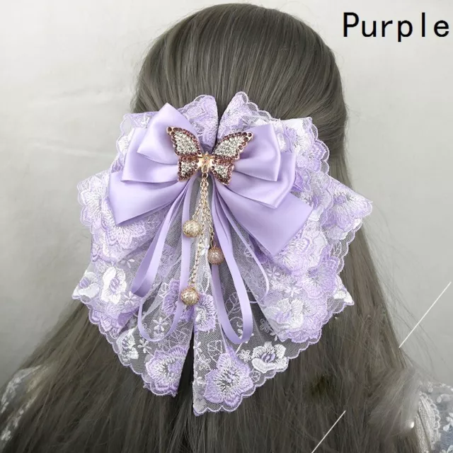 Girl Fairy Lolita Hair Clip Lace Hairpin Cute Headwear Bow Beads Pendant Tassel