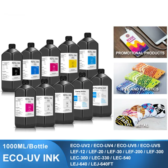 1000 ml tinta UV para Roland ECO-UV ECO-UV2/UV4/UV5 LEF-12 /20/30/200/-300 LEC-300