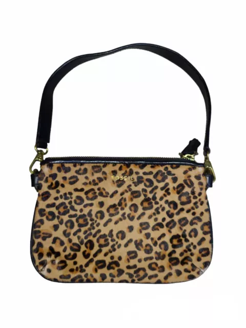 FOSSIL Calf Hair Animal Cheetah Leopard Print Memoir Mini Shoulder Bag Clutch