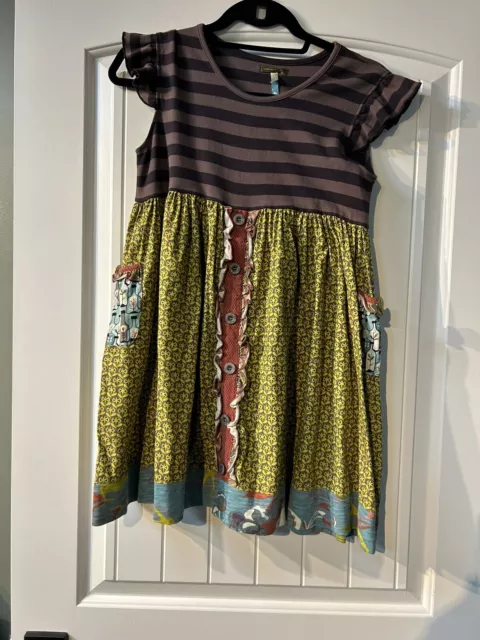 Matilda Jane You and Me Buttercup Maggie Dress, Size 12 Brown Striped, HTF