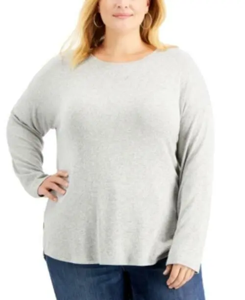 MSRP $45 Style & Co Plus Size Heathered Top Gray Size 0X