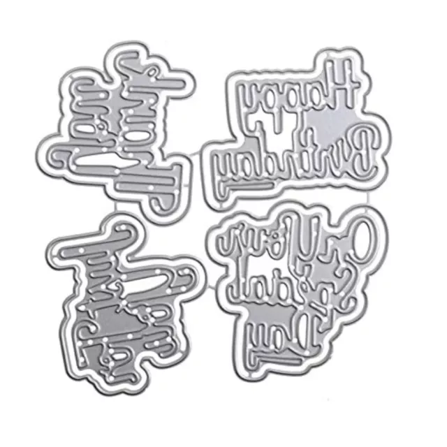 8 Sets Steel Words Metal Cutting Dies Antique silver Happy Birthday  Embossing