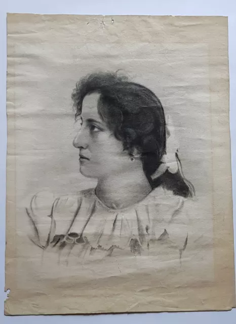 Disegno Accademico Di Giovane Donna, Xix/Xx Secolo