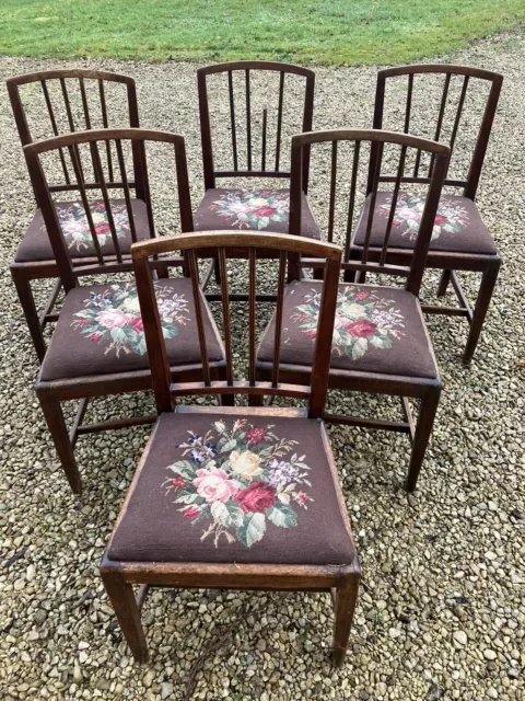 set of six 19 Century Mahogany Georgian Dining Chairs Needlepoint Seats