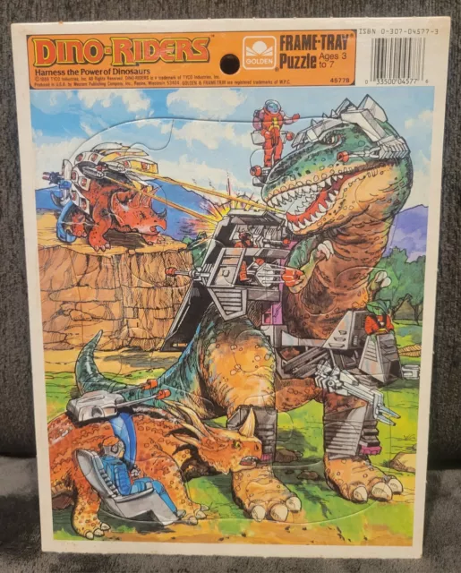 Tyco Dino-Riders 1988 Golden Frame-Tray Puzzle Krulos T-Rex Triceratops Rattlar