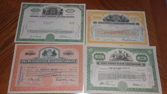 Lot of 4 Different Stock Certificates S33