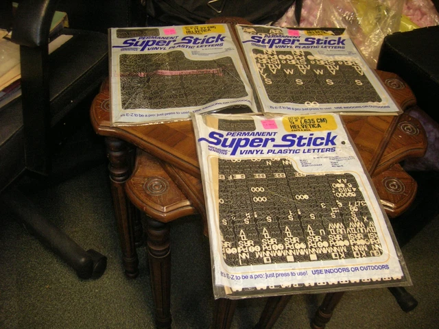 Super Stick Vinyl Plastic Letters 1 complete & 2 Partial packs - press to print